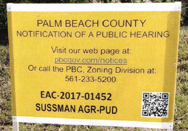 Palm Beach County Notificaton of Public Hearing Notice at property