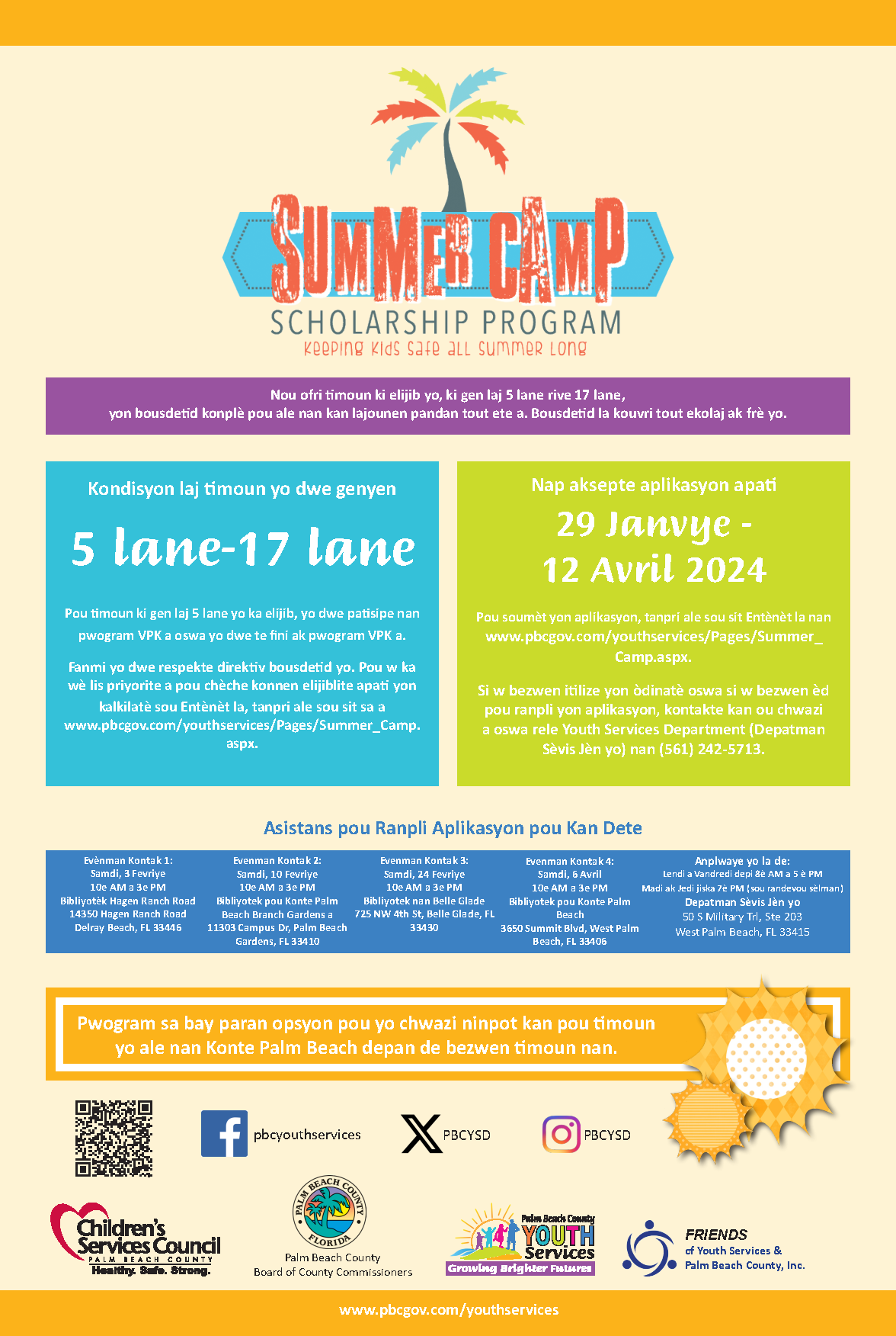 Summer Camp program poster Creole version