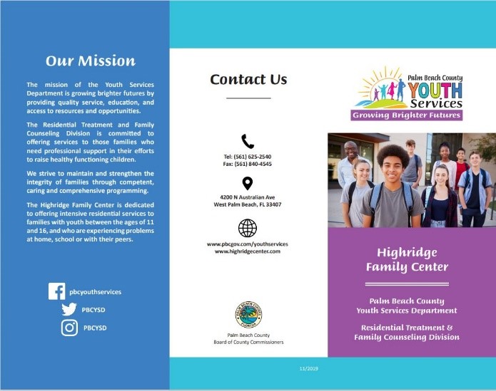 highridge family center brochure page 1, click image for full description